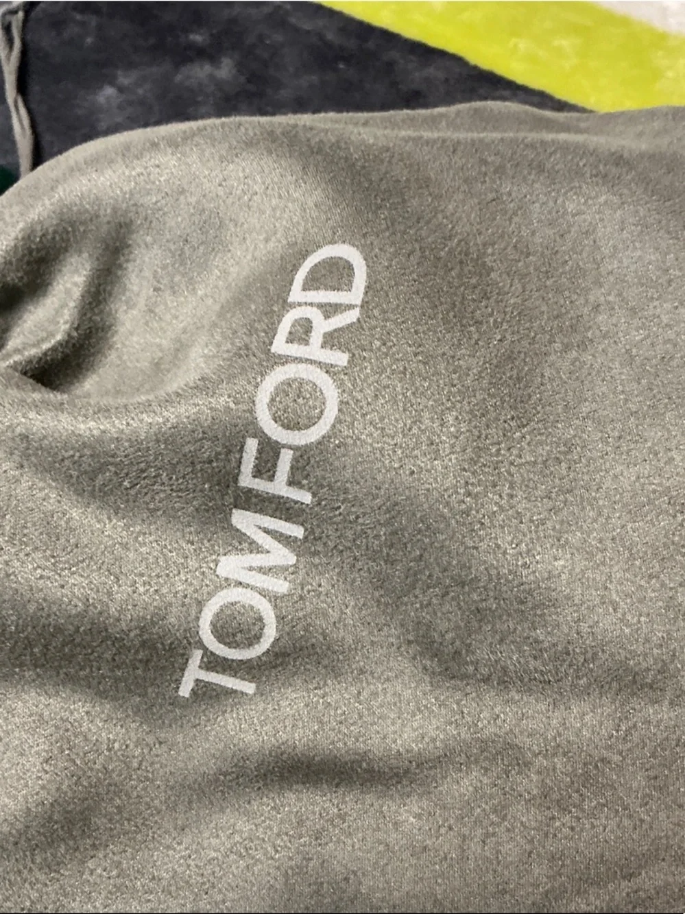 Tom Ford gray suede drawstring dust pouch
